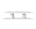 White marble dining table with double pedestal base in a modern dining room