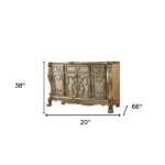 HMS 66 Gold Solid Wood Carved Scrollwork Seven Drawer Sideboard with Two Doors - Image 6