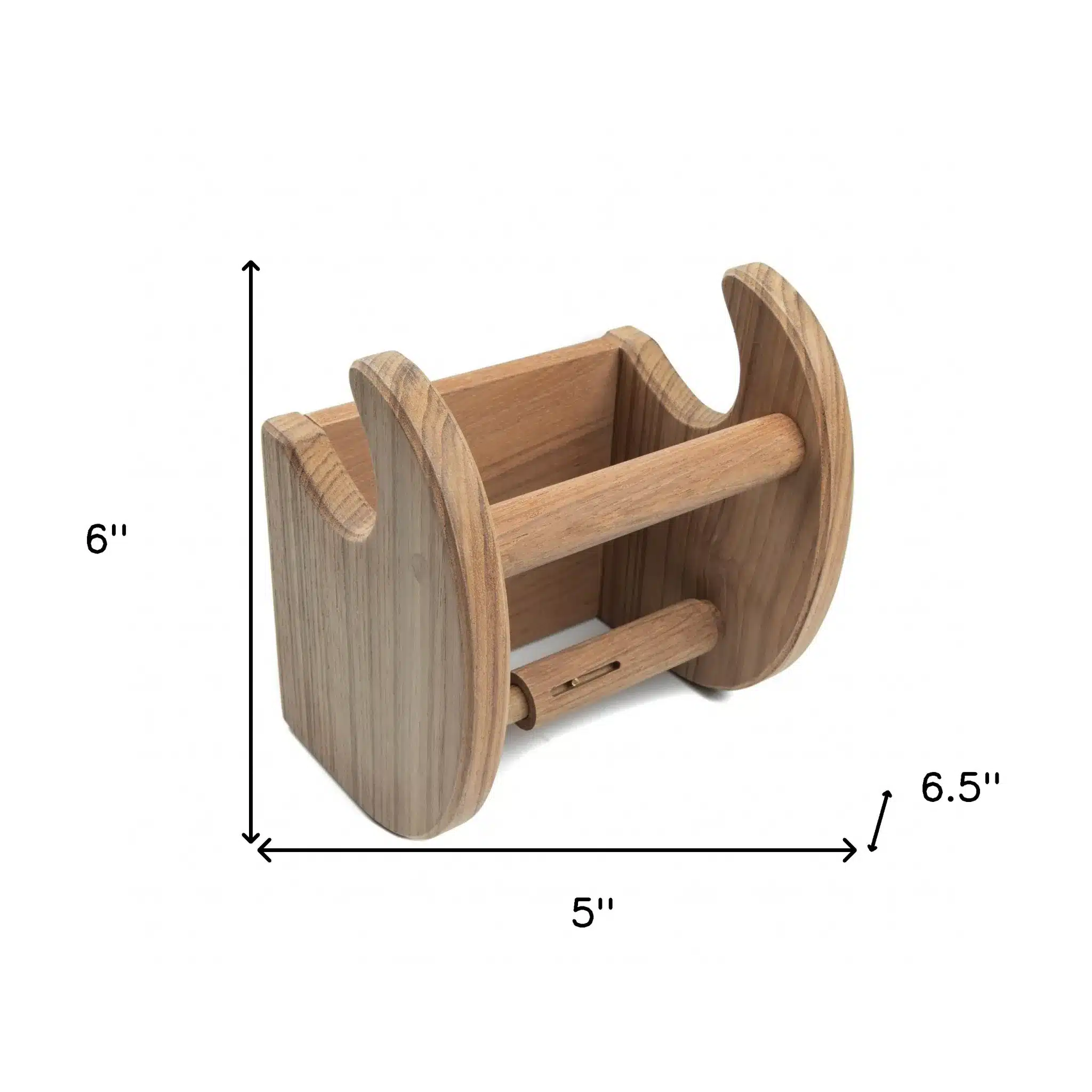 HMS Modern Traditional Solid Teak Magazine Toilet Paper Holder Iron with Stainless Steel Finish for Home or Hotel Bathroom Use