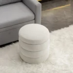 Goldoma Modern Velvet Round Ottoman Pouf with Handmade Design - round velvet ottoman