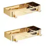 Bathroom Shelf Bath Storage Holder Wall Mounted Gold Stainless Steel Square Bath Shower Shelf Bath Shampoo Holder Corner