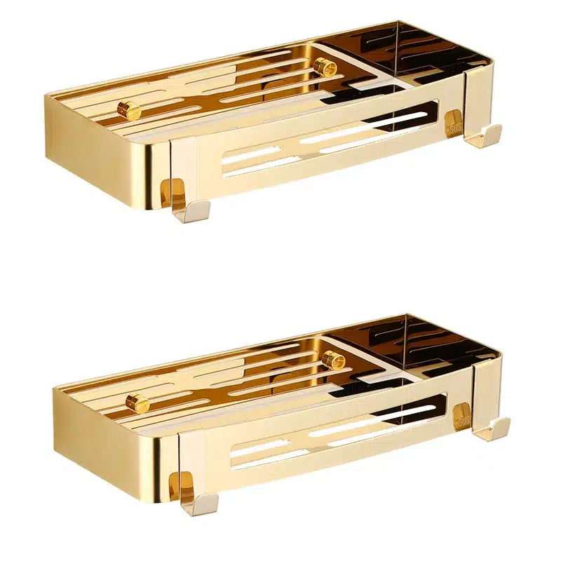 Bathroom Shelf Bath Storage Holder Wall Mounted Gold Stainless Steel Square Bath Shower Shelf Bath Shampoo Holder Corner shelf