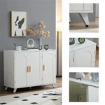 Modern Ivory FCJ Sideboard Buffet Cabinet for Home 3-Door Removable Shelves for Living & Dining Room Wood Material - Image 3