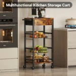 Rolling kitchen cart with fabric drawer and handle in modern kitchen