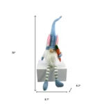 HMS 32" Blue and White Fabric Christmas Sitting Gnome Tabletop Sculpture for Home or Office Decor – base detail