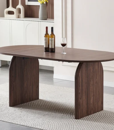 Modern square dining table for 6 in solid wood with double column base - eco-friendly design