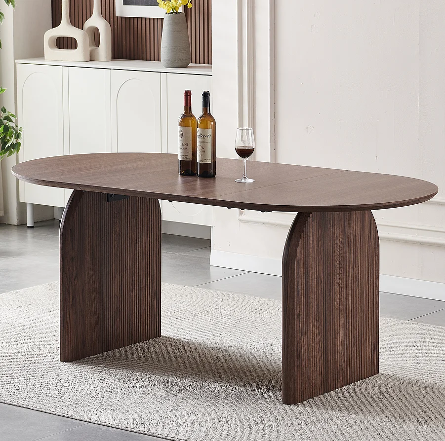 Hd158f7201d7d49c5ab5667c8298e80dbC.webp Modern solid wood dining table with square top and six chairs in a bright dining room