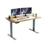HMS 30" Adjustable Brown and Gray Stainless Steel Computer Desk Stylish Office Furniture – styled in a modern Writing Desks