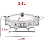 Stainless Steel Glass Serving Dish hot pot small chafing dish Food Warmer Buffet Luxury Golden Oval Hotel Wedding Chafing Dish - Image 16