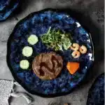 Ceramic Dinner Plates and Bowls, Blue Dishes, Creative Japanese Retro Kiln Changed Tableware Set, Dinnerware – side view