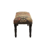 Goldoma 47" Southwest Upholstered Bench - Brown Pattern with Black Legs for Living Room, Bedroom – styled in a modern