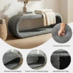 Goldoma modern shoe bench 52 inch wide chenille upholstered tufted bench for entryway or bedroom