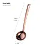 1PC Stainless Steel Non-Stick Rose Gold Kitchenware Long Soup Spoon Cooking Tools Metal Polish Mini Fork Slotted Turner