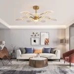 Modern 56W Dimmable LED Sputnik Chandelier, 10-Light Gold Branch Pendant Light for Dining Room, Living Room, Bedroom – base