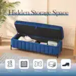 Goldoma 49.21" Wide Velvet Storage Ottoman Bench – Upholstered Footrest with Hidden Compartment for Bedroom – close-up detail