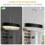 US Stock Free Shipping Modern Black 8-Light Crystal Chandelier Dining Living Room Round Pendant Light Fixtures – close-up