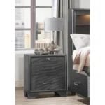 Civic Grey Nightstand with Two Drawers – modern grey nightstand in bedroom