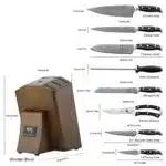 9 Pieces Luxury Set Wood Knife Holder Scissors Kitchen Knife Set for Cutting Food – close-up detail