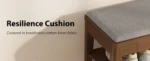 Mid-century shoe storage bench with memory foam cushion and hidden drawer in natural wood finish