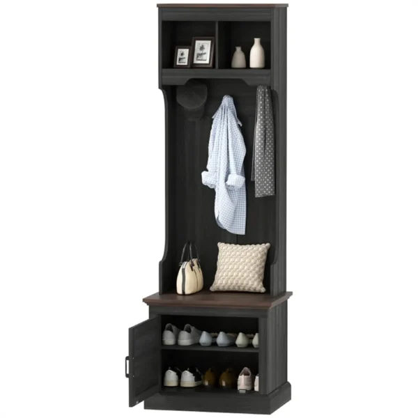 3-in-1 Entryway Storage Bench with Coat Rack and Shoe Organizer