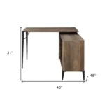 HMS 48" Convertible L-Shape Writing Desk Ergonomic Office Desk with Drawer Extendable Wooden Metal for Home Office Brown