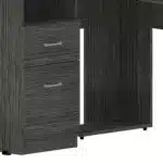 HMS 41" Gray L-Shaped Computer Desk with Two Drawers Modern Design Solid Wood Metal Assembled for Bedroom or Living Room Use