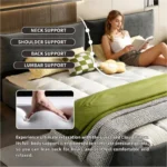 Goldoma King Size Chenille Upholstered Cloud Bed with oversized padded movable headboard