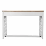 HMS 43" Solid Wood Natural and White Modern Design Writing Desk with Three Drawers Folding Computer Table Laptop Desk – top