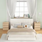 Natural Nightstand 3 Drawers Set of 2 – Handle-Free Design Thickened Top Plate – side view