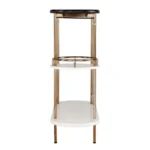 HMS Steel Serving Trolley Gold Black White Metal Oval Bar Cart with Wine Storage for Dining Living Room Hotel Restaurant Use - Image 3