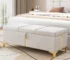 Goldoma Velvet Storage Ottoman with Adjustable Height