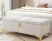 Goldoma Velvet Storage Ottoman with Adjustable Height
