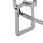 Goldoma 79" Clear Glass Dining Table with Silver Stainless Steel Base – close-up detail