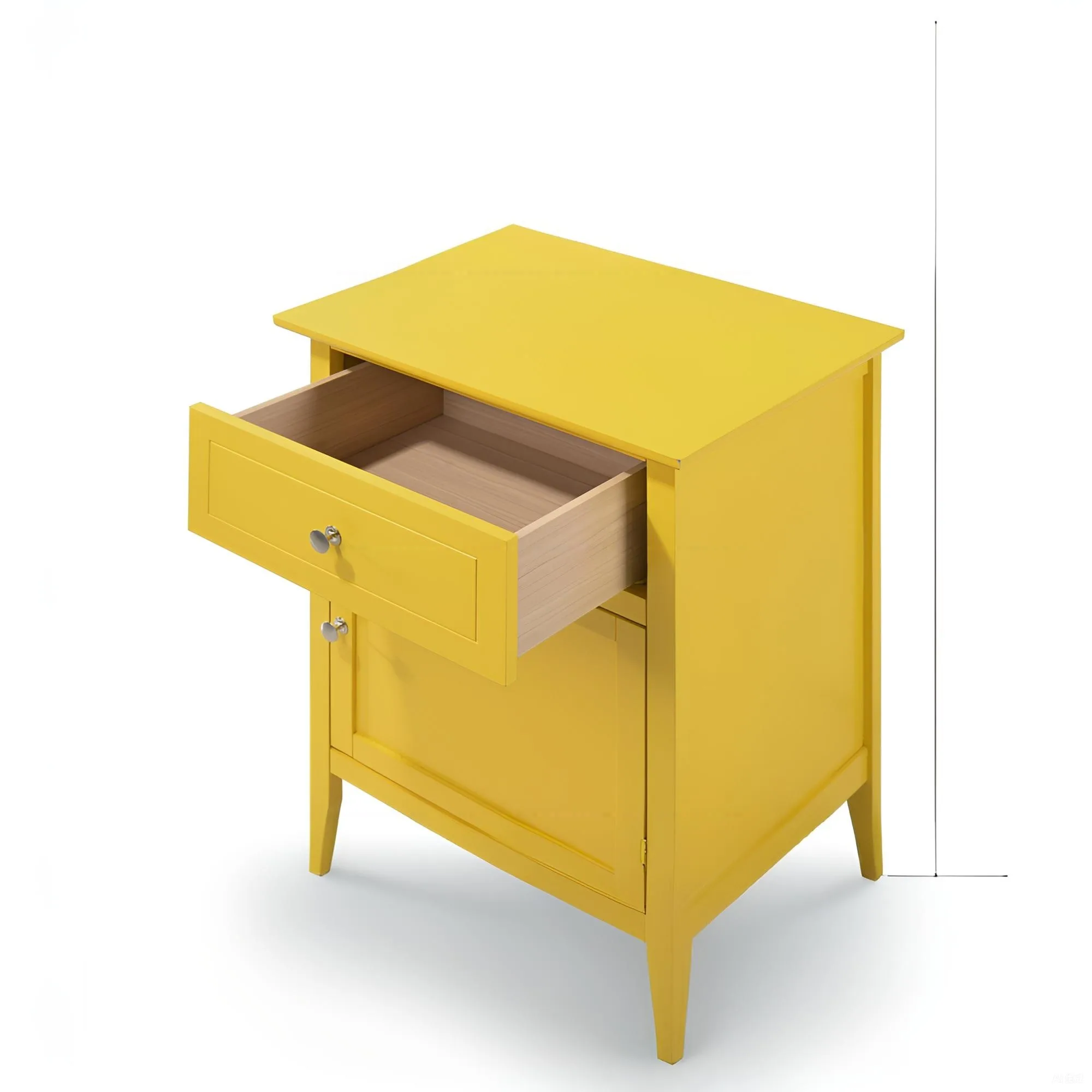 Vibrant Yellow Nightstand with Drawer and Door Bedroom Storage