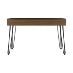HMS 47" Simple Modern Design Brown and Black Computer Desk Adjustable Office Gaming Desk with Wooden and Metal Material