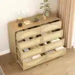 Natural Finish 8-Drawer Solid Oak Dresser – styled in a modern Living setting