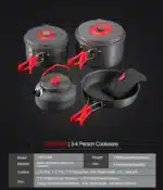 Alocs Outdoor Folding Camping Pot Cookware Mess Kit Pot Water Kettle Frying Pan Bowl Cooking Set Backpacking Picnic Hiking