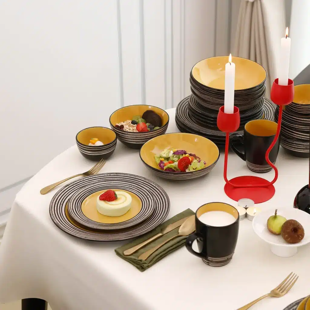 Semtember Promotion 16Pc Bark Style Stone Tool Dinner Modern Ceramic 10.8 Inch Plate Unique Edge Stone Tool Tableware Set