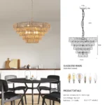US Stock Free Shipping 24 Inch Farmhouse Chandelier 6-Light Boho Pendant Light Fixtures for Dining Room Bedroom Kitchen