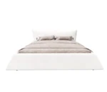 Goldoma adjustable king platform bed with velvet headboard and wood frame