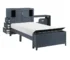 Goldoma Navy Blue Twin Adjustable Platform Bed with Bookcase Headboard, Hidden Desk, Drawers, and Storage Bench