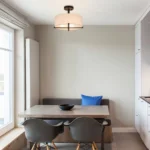 The semi flush fixture in a hallway, providing even lighting and a decorative touch.