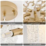 Ship From USA,24-inch Modern Golden Pendant Light with Cascading Crystal Strands,Ideal,Decorative Lighting (Bulb Not