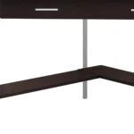 HMS 42" Taupe and Silver Corner Computer Desk Solid Wood Laptop Table for Bedroom Adjustable Cooling Extendable Office Desk