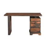 HMS 54" Brown Live Edge Solid Wood Writing Desk with Three Drawers Modern Simple Design for Bedroom Office or School Use