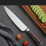 High Quality Stainless Steel Japanese Chef Knife Sharp 8 Inch Kitchen Santoku Knife – close-up detail