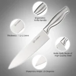 15 Piece Premium Utility Bread Paring Knife Carbon Steel Chef Kitchen Knife Set with Scissors – top view