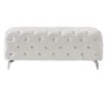 Goldoma 59 storage ottoman bench in beige velvet with hidden storage compartment