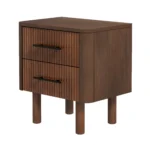 Logan mid century modern walnut nightstand with two drawers bedside table in bedroom