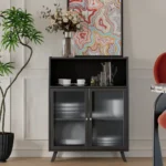 Small Space Living Room Bamboo Sideboard Kitchen Storage Rack with Tea and Wine Cabinet Wall-mounted Locker for Home Use - Image 5